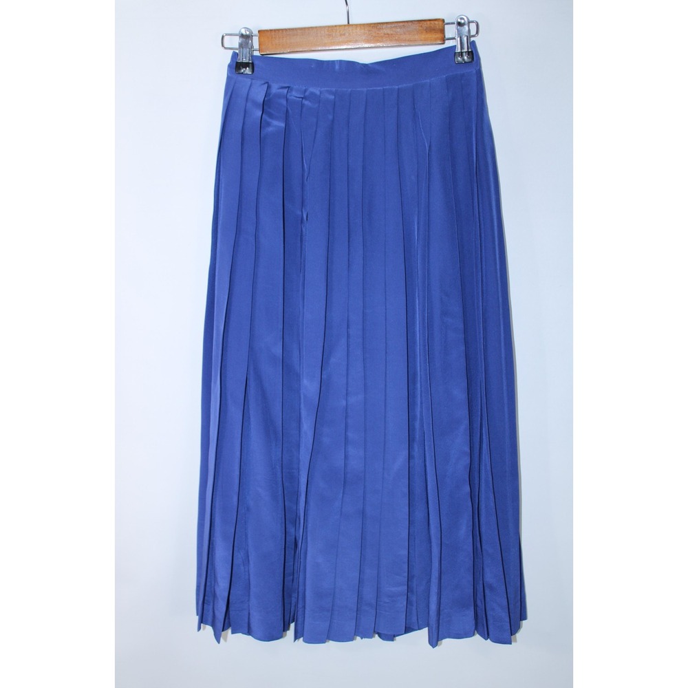 Ralph Lauren Women's Size 8/24 Waist Blue Pleated Vintage Silk Skirt